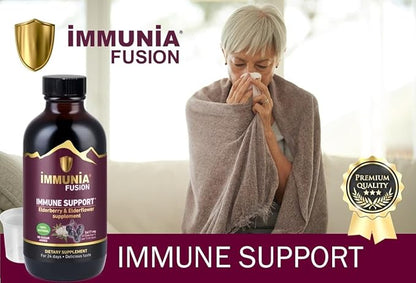 Immunia Fusion - Enhance Your Immune Support. A Powerful Formula Made with elderberries, elderflowers, and Blue Fruits Rich in polyphenols. A Concentrated antioxidant Formula. (1-Pack)