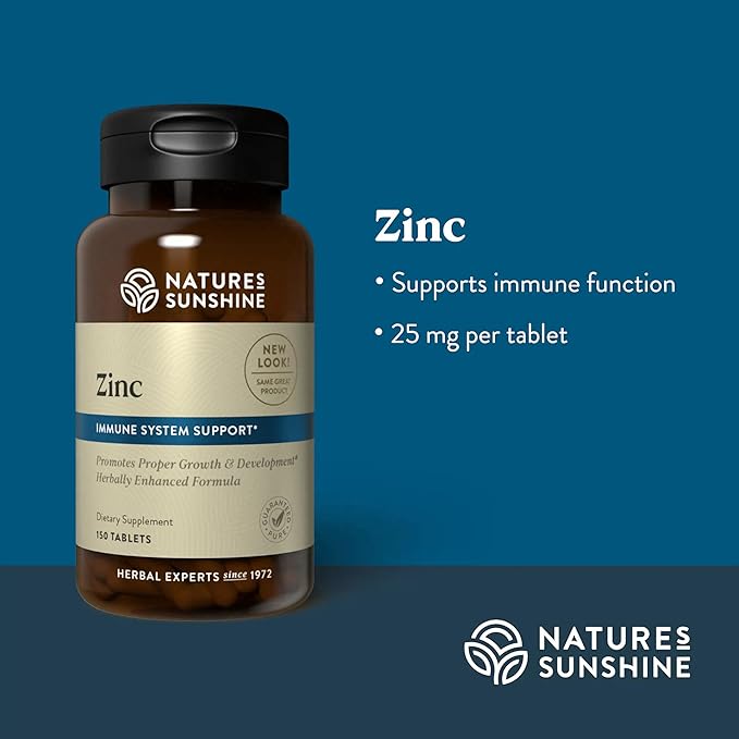 Nature's Sunshine Zinc 25mg, 150 Tablets | Helps Strengthen the Immune System by Providing 167% of the Daily Value of Zinc