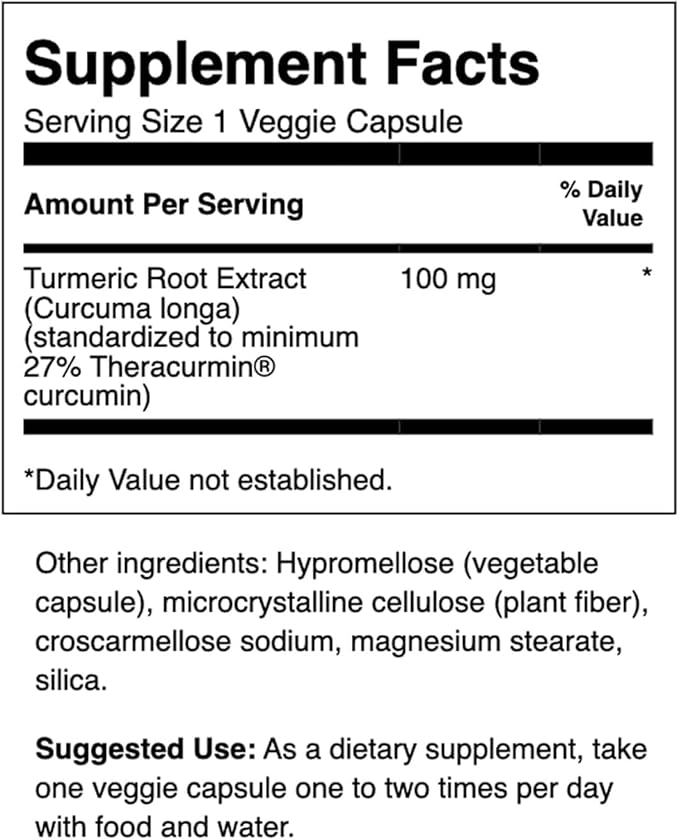 Swanson Theracurmin - Herbal Supplement Supporting Joint Health & Mobility - Formulated for High Absorption - (30 Capsules, 100mg Each)