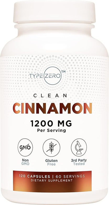 Type Zero Ceylon Cinnamon Capsules (1200mg | 120 Capsules) - Natural, Non-GMO, Gluten Free, Organic Cinnamon Supplement