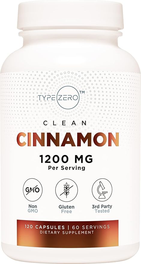 Type Zero Ceylon Cinnamon Capsules (1200mg | 120 Capsules) - Natural, Non-GMO, Gluten Free, Organic Cinnamon Supplement
