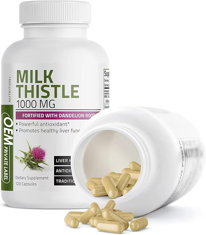 500 mg Milk Thistle Supplement for Liver Health Support-Detox & Cleanse Formula, 60 Capsules Natural Herbal Support for Digestive Wellness and Liver Care. (Packaging May Vary).