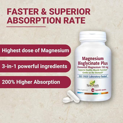 Magnesium Bisglycinate is Advanced Magnesium Glycinate Supplement (150 mg) | 200% Higher Absorption with L-Taurine, Gentle on The Stomach, Perfect for Muscle, Bone Support, (120 Capsules)