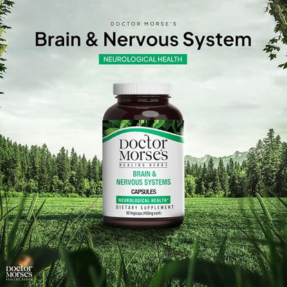 Doctor Morse's Brain & Nervous Systems Support - Support Immunity & Stress Level - Naturopath Formulated Nootropic Supplement - Ginkgo Leaf, Gotu Kola, Astragalus Root & Butchers Broom - 90 Capsules