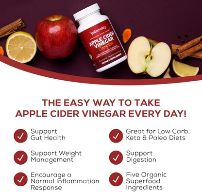 Paleovalley Apple Cider Vinegar Complex with Superfoods - Turmeric, Ginger, Ceylon Cinnamon and Lemon - 84 Vegetable Capsules