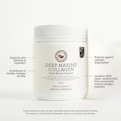 The Beauty Chef Deep Marine Collagen Inner Beauty Support Peach – Marine Collagen Drink for Skin Elasticity, Hydration & Gut Health – 500ml