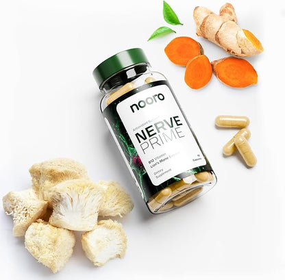 nooro Nerve Prime Supplement - R-Alpha Lipoic Acid, Lion’s Mane Mushroom, and Curcumin, Well-Being Support, Cognitive Function, Antioxidant Protection, 120-Day Supply (4 Pack)