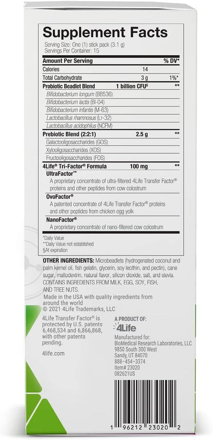 4Life Pre/o Biotics - Prebiotic and Probiotic Blend for Microbiome, Gut, and Immune System Support - Digestive Health Supplement - 15 Packets