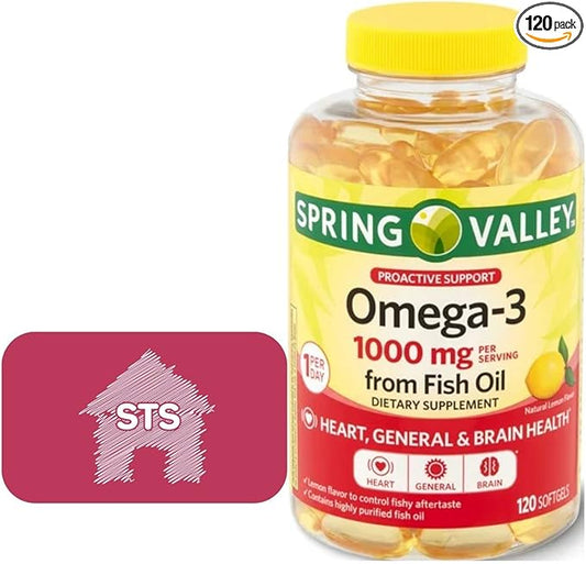 Spring Valley Omega-3 from Fish Oil, 1000 mg, 120 Count + STS Sticker.