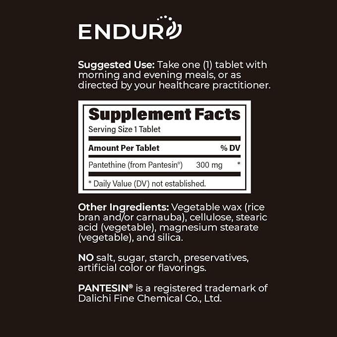 Pantethine from Pantesin, 300mg Sustained Release, 90 Tablets, Endurance Products Company