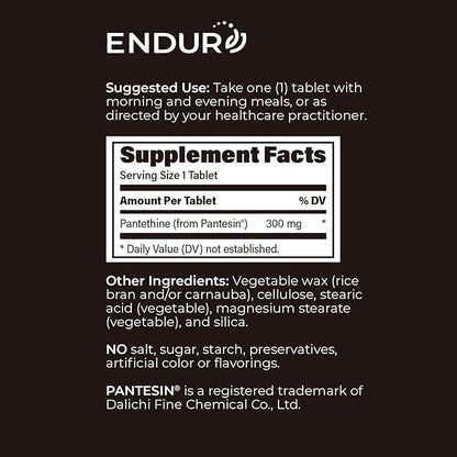 Pantethine from Pantesin, 300mg Sustained Release, 90 Tablets, Endurance Products Company