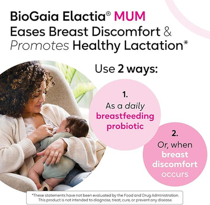 BioGaia Elactia Breastfeeding Probiotic | Lactation Supplements | Newborn Essentials and Probiotics for Both Mom & Baby | Daily Supplement for Healthy Lactation | 30 Count | Breastfeed Happy