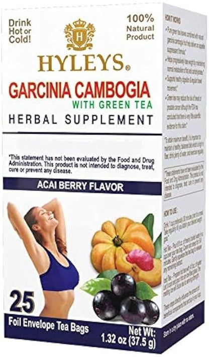 HYLEYS Tea Garcinia Cambogia Green Tea with Acai Berry Flavor - 25 Tea Bags