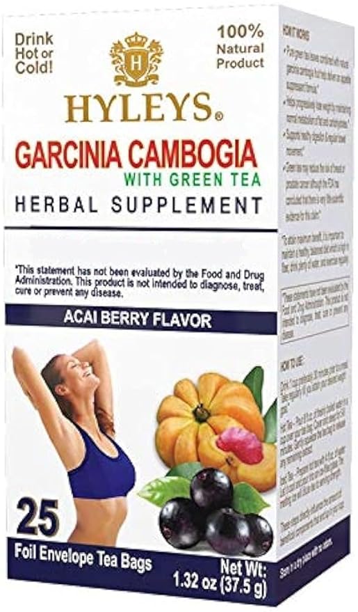 HYLEYS Tea Garcinia Cambogia Green Tea with Acai Berry Flavor - 25 Tea Bags