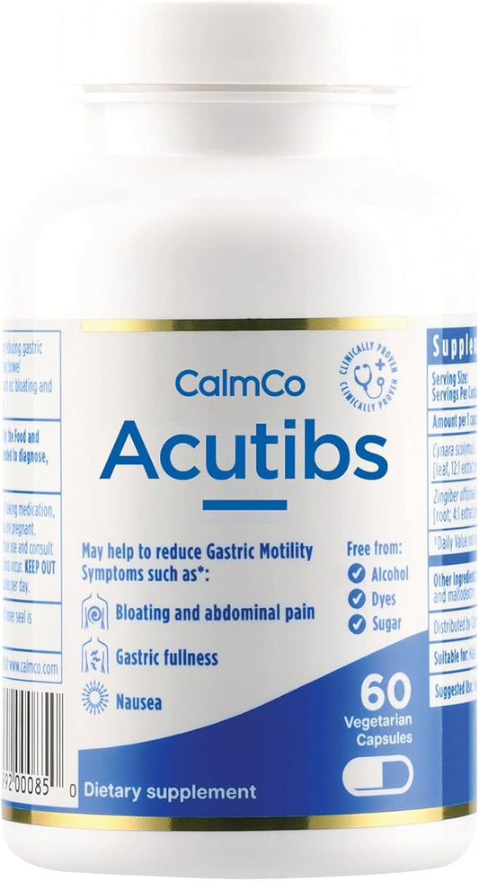 Acutibs Vegan Capsules - Natural Digestive Aid with Artichoke & Ginger Extracts for Gastric Discomfort Relief, Nausea, Bloating & Abdominal Pain, Helps Ease IBS and Reduce Gut Inflammation, 60 Count