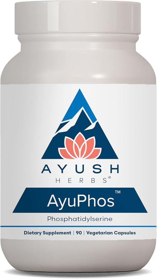Ayush Herbs AyuPhos - Phosphatidylserine Supplement for Men & Women, Soy-Free Phosphatidyl Serine, Brain, Memory, & Cognitive Support for Adults, 200mg Per Pill - 90 Vegetarian Capsules (1 Count)