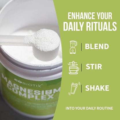 GoBiotix Magnesium Glycinate Powder – Cortisol Supplement for Women and Men – High Absorption Magnesium Complex Calm Supplement with Citrate, Malate – Sugar Free – 420 mg, 60 Servings, Lemon Lime