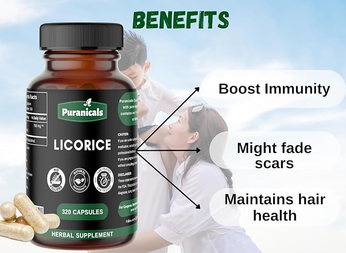 Licorice Premium 320 Capsules Non GMO and Gluten Free | Herbal Supplement | 700 mg Per Serving | Made with 100% Pure Licorice Root