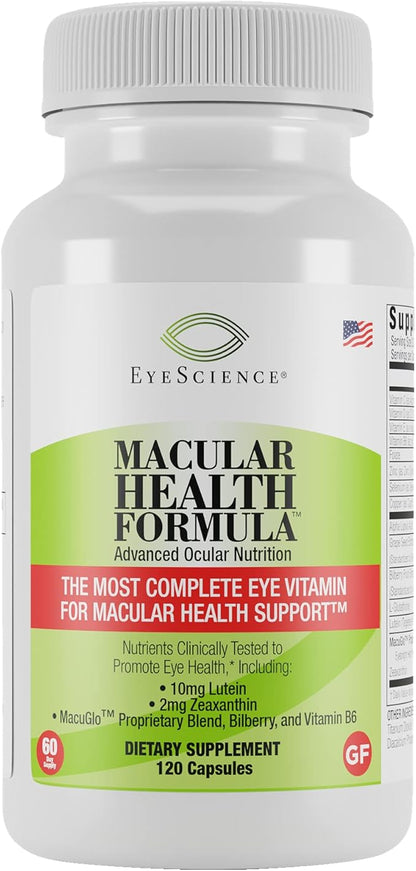 Macular Health Beyond AREDS2 Formula, Advanced Ocular Vitamin - Containing Lutein, Zeaxanthin, Bilberry, and Vitamins C, D, E, and B6 (60 Day Supply)