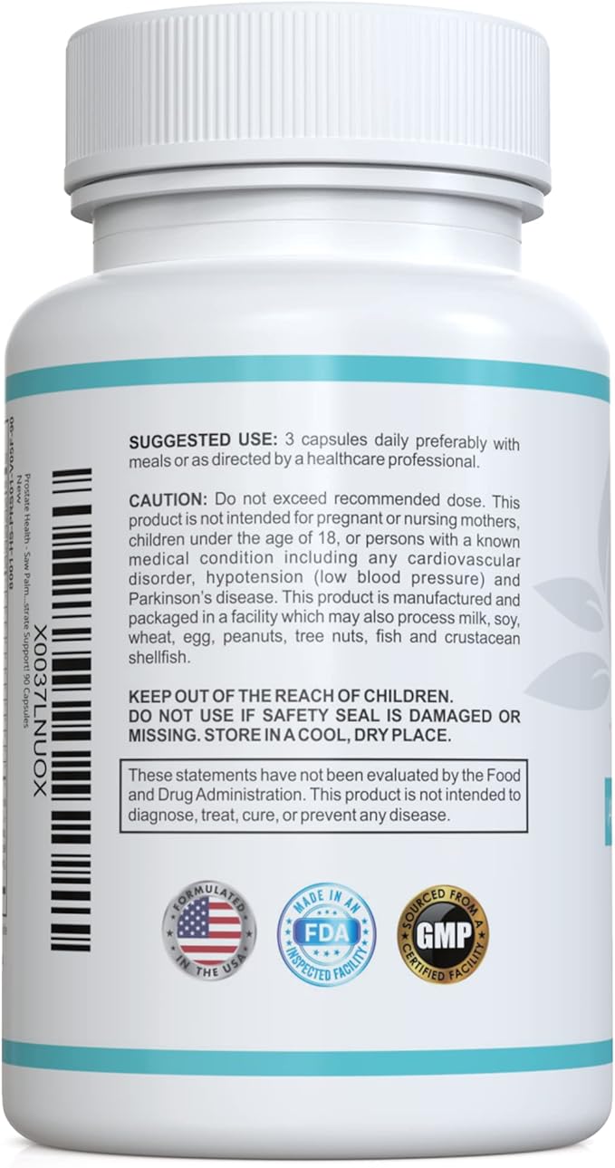 Prostate Health - Saw Palmetto, Zinc, Vitamins B6 & E, Selenium, Advanced Formula for Prostate Support. 90 Capsules
