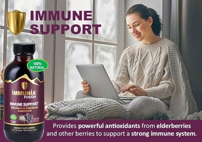 Immunia Fusion - Enhance Your Immune Support. A Powerful Formula Made with elderberries, elderflowers, and Blue Fruits Rich in polyphenols. A Concentrated antioxidant Formula. (3-Pack)
