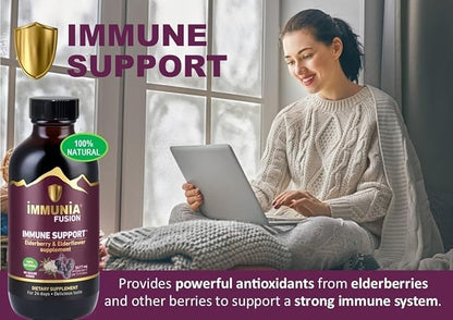 Immunia Fusion - Enhance Your Immune Support. A Powerful Formula Made with elderberries, elderflowers, and Blue Fruits Rich in polyphenols. A Concentrated antioxidant Formula. (3-Pack)