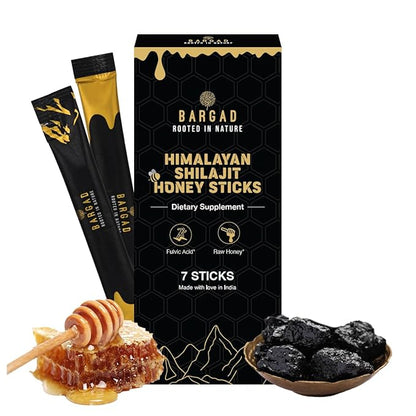 BARGAD Pure Himalayan Shilajit Sticks with Organic Honey & Saffron (7 Count) | Easy Single Use Shilajit Sticks | Boosts Energy & Immunity with 85+ Trace Minerals, 75%+ Fulvic Acid