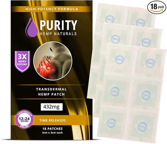 Hemp Patch 18 ct. (438 mg) Gold 3X More Potent 24 mg Patches. 24Hr Extended Release. Convenient & Discreet. for Use Anywhere, Anytime On Any Part of The Body.