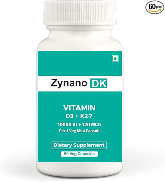 DK | Vegan Vitamin D3 10000 IU, Vitamin K2 120 Mcg with MCT Powder, Vegan Vitamin D3 K2 Supplement - 60 Cap