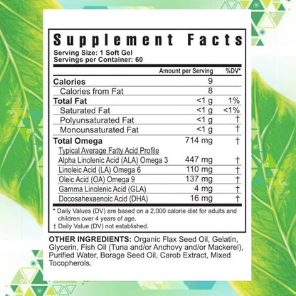 Youngevity Ultimate EFA - Organic Source of Essential Fatty Acids | Omega 3, 6, & 9 | Made from Borage, Flax & Fish Oil | 180 Count (Pack of 4)
