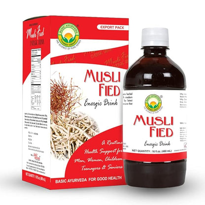 BASIC AYURVEDA Organic Safed Musli Drink | Naturally Strengthens Energy & Immunity | Ayurvedic Herbal Tonic | Ideal for Men & Women | 16.23 Fl Oz/480ml