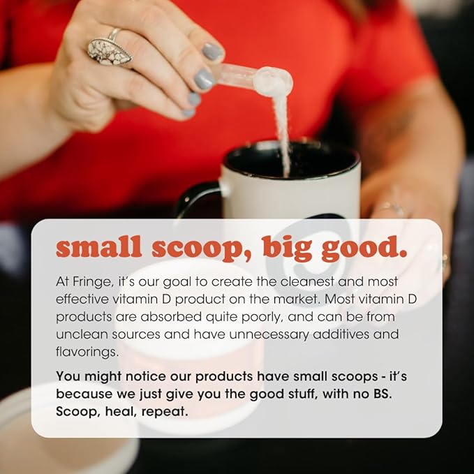 Fringe Vitamin D3 and K2 Mix Powder, Water Soluble Bio-Available, D3 from Algae, Vitamin K2 MK-7 from Natto, Vegan, Unflavored (30 Servings, Vitamin D & K Mix)