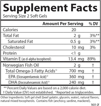 Carlson - The Very Finest Fish Oil, 700 mg Omega-3s, Norwegian Fish Oil Supplement, Wild Caught Omega 3 Fish Oil, Sustainably Sourced Fish Oil Capsules, Omega 3 Supplement, Lemon, 120 Softgels
