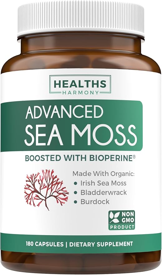 Sea Moss & St. John's Wort (2-Month Supply) Mood Moss Blend - Organic Irish Sea Moss - Raw Vegan Supplement (180 Caps) & St John's Wort with Powerful 900mcg Hypericin Vegan Non-GMO (180 Capsules)