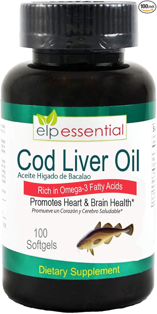 Cod Liver Oil 100 Softgels Aceite De Higado De Bacalao Capsules 100's