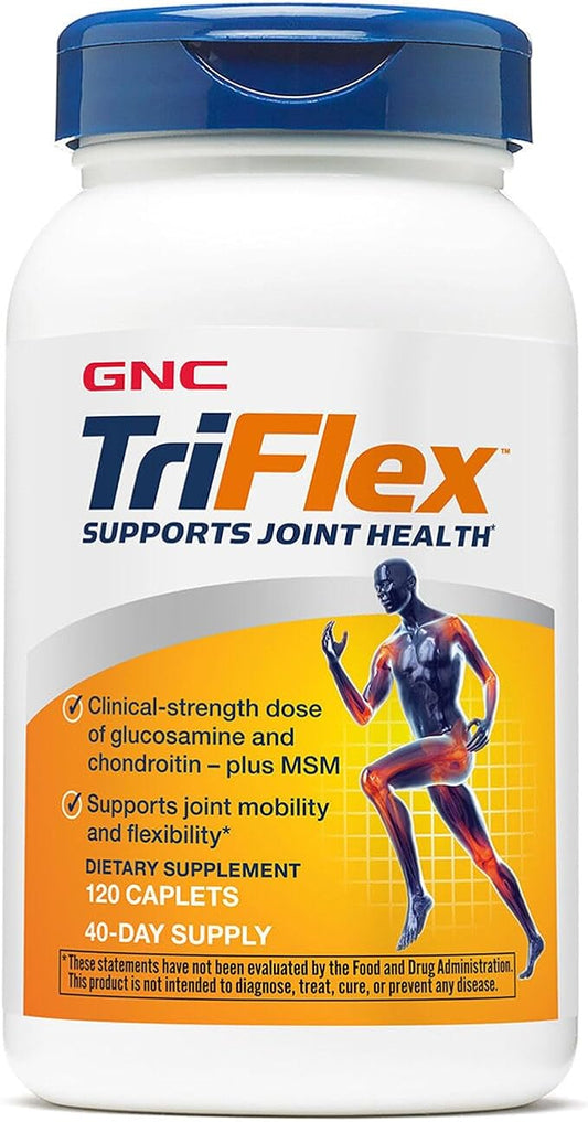 GNC Triflex Joint Support Caplets, Clinical Strength, Glucosamine, Chondroitin, MSM, Mobility, Comfort, Flexibility, Cartilage Health, for Men & Women’s, HSA FSA Eligible,120 Count, 40 Day Supply