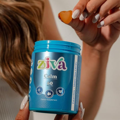 Ziva Calm Gummies – Potassium Citrate & Magnesium Citrate Supplement for Relaxation, Stress Relief & Muscle Support – 60 Count