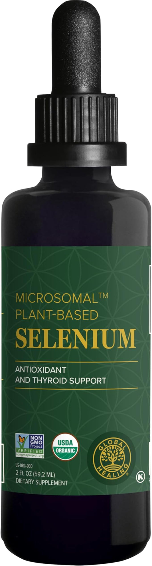 Global Healing Center - Selenium 200mcg, Selenium Supplement Drops with Organic Ingredients, Antioxidants for Thyroid and Immune Support, Non-GMO & Gluten-Free, for Men & Women - 2 Fl Oz