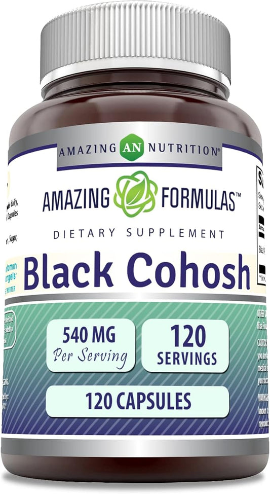 Amazing Formulas Black Cohosh 540 Mg per Serving 120 Capsules Supplement | Non-GMO | Gluten-Free | Made in USA