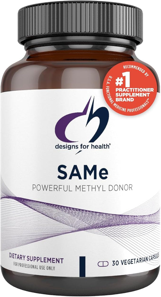 Designs for Health Same Capsules with B6, B12 + 5-MTHF - 200mg S-Adenosylmethionine Supplement with 5-MTHF (Folate) + Vitamin B12 - Non-GMO + Gluten-Free (30 Capsules)