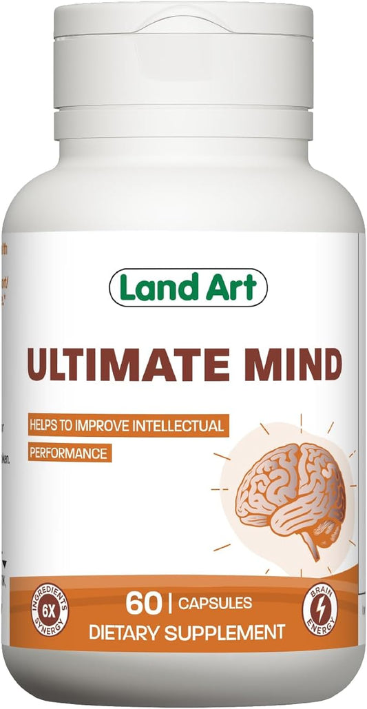 Ultimate Mind – Brain Supplement – 6 Actives – Memory, Focus, Cognitive Functions, Mental Sharpness, and Brain Energy – Brain Boost- 60 Capsules