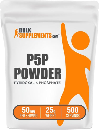 BulkSupplements.com Pyridoxal 5 Phosphate Powder - P-5-P Vitamin B6 Supplement, P-5-P 50mg - P5P Supplement, Gluten Free, 50mg of per Serving, 25g (0.88 oz) (Pack of 1)