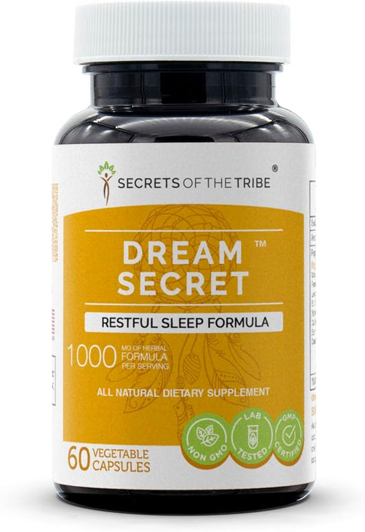 Dream Secret 60 Capsules, 1000 mg, Valerian, Passionflower, Lavender, St. John's Wort, California Poppy, Chamomile (60 Capsules)