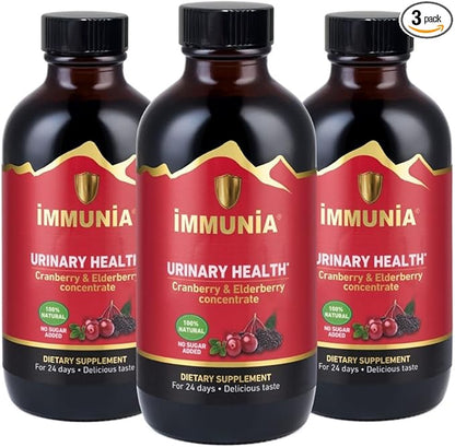 Immunia Urinary Health. Cranberry & Elderberry Concentrate for The Prevention of Urinary Infections. Natural. Delicious. 5 ml/Day. (3-Pack)