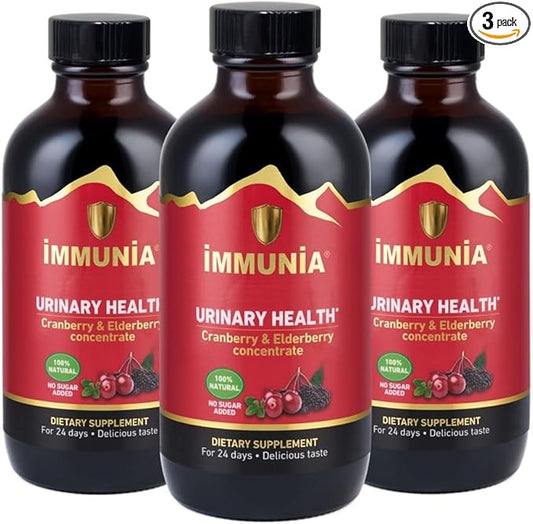 Immunia Urinary Health. Cranberry & Elderberry Concentrate for The Prevention of Urinary Infections. Natural. Delicious. 5 ml/Day. (3-Pack)