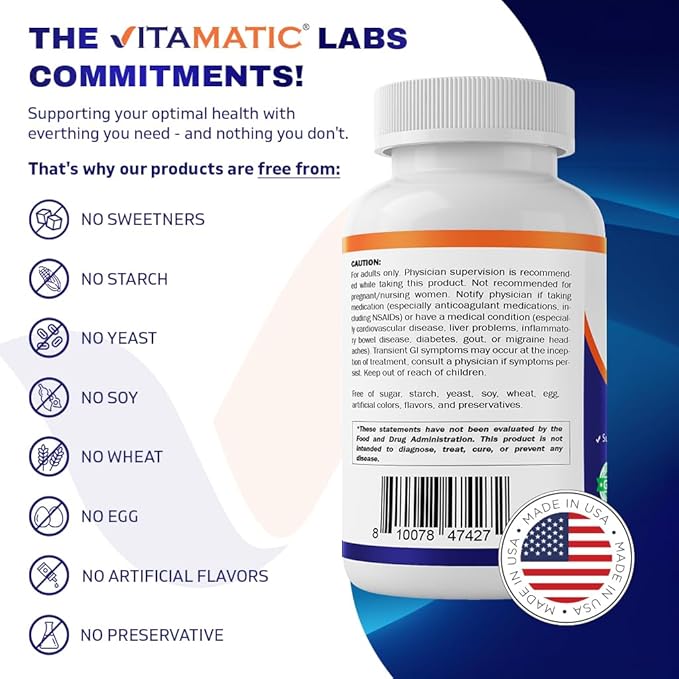 Vitamatic Niacin (Vitamin B3) 500mg, Sustained Release, 240 Tablets - Non-GMO & Gluten Free