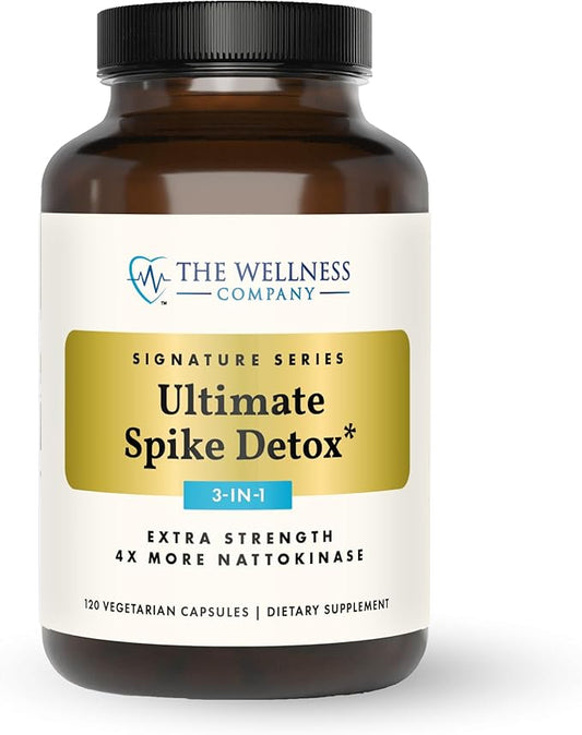 The Wellness Company Ultimate Spike Detox | 120 Capsules | 3-in-1 Formula with Nattokinase, Bromelain, and Curcumin | Non-GMO, Gluten-Free