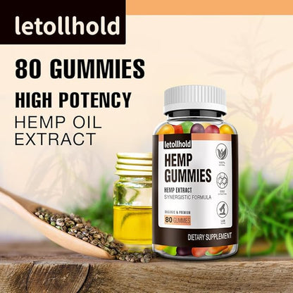 Natural Hemp Gummies Advanced Extra Strength Oil Extract for Adults 2Pack