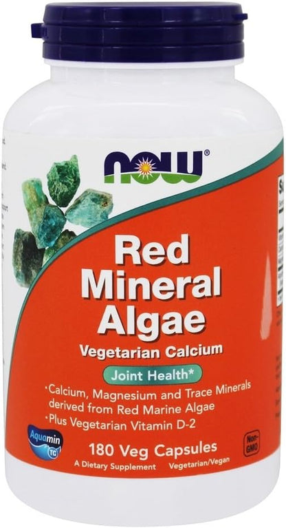 NOW Foods - Red Mineral Algae Vegetarian Calcium - 180 Vegetarian Capsules
