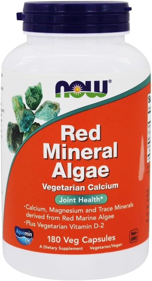 NOW Foods - Red Mineral Algae Vegetarian Calcium - 180 Vegetarian Capsules